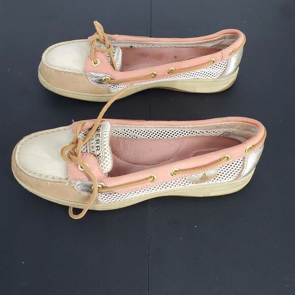 Sperry Top-Sider Shoes Womens Size 8 Tan Coral Gold Boat Deck Loafers Mesh - Picture 9 of 9